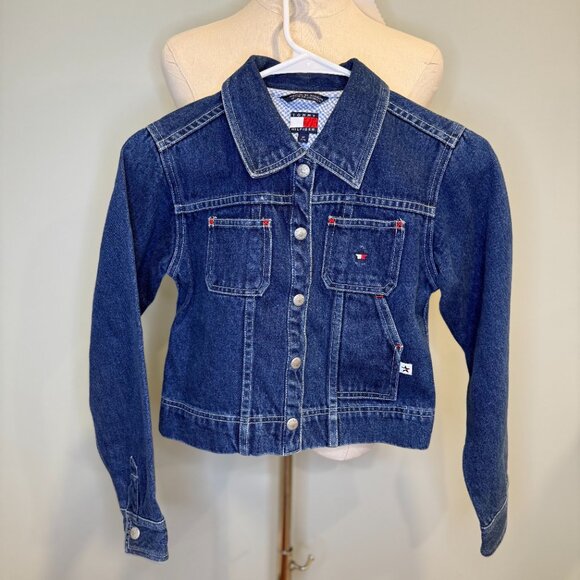 Tommy Hilfiger - Girl's Denim Jean Jacket / American Flag Star NWOT - Medium - Picture 1 of 9